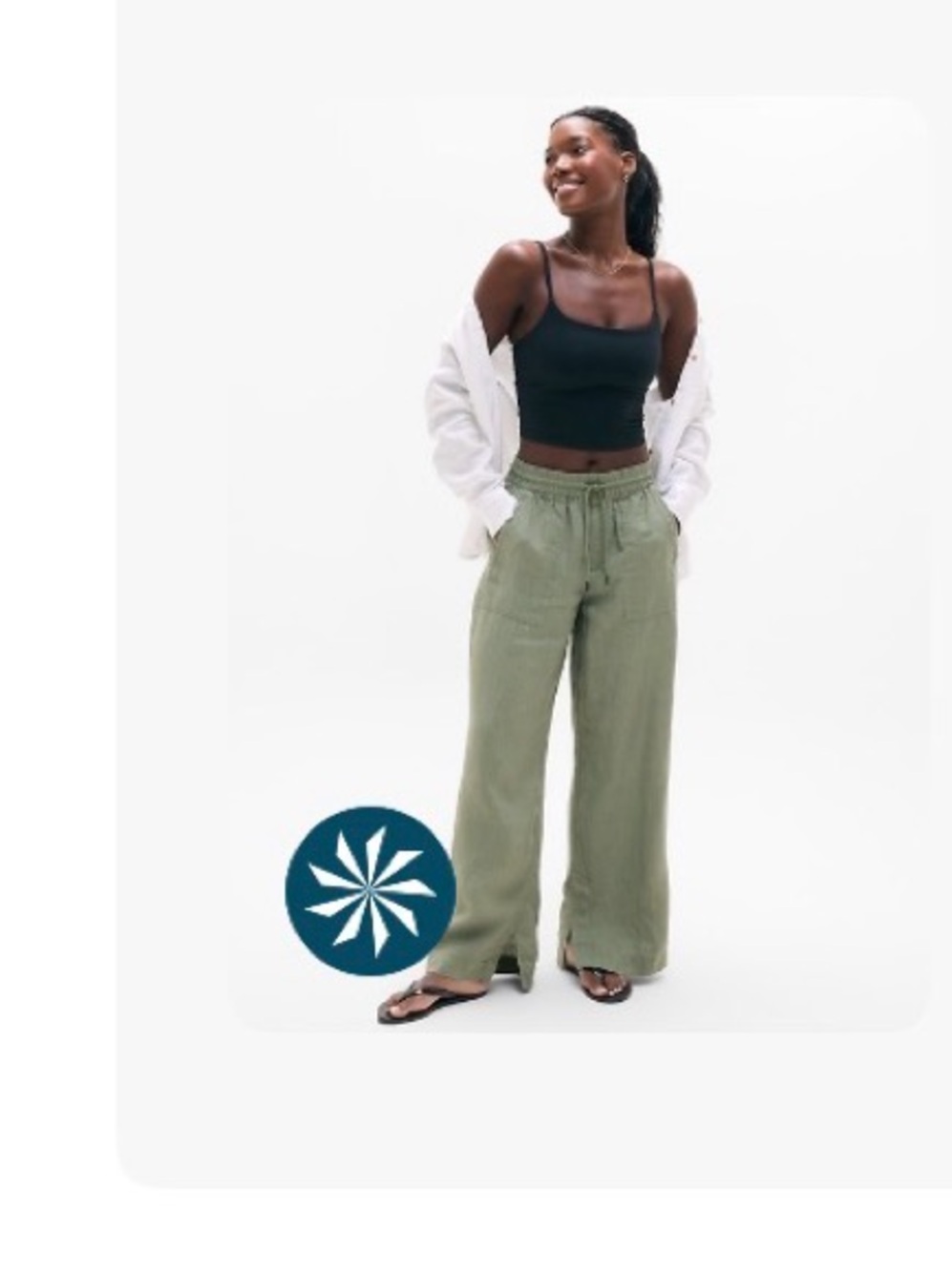 Athleta Wide-Leg Drawstring Pants in Cacti - Picture 3 of 3